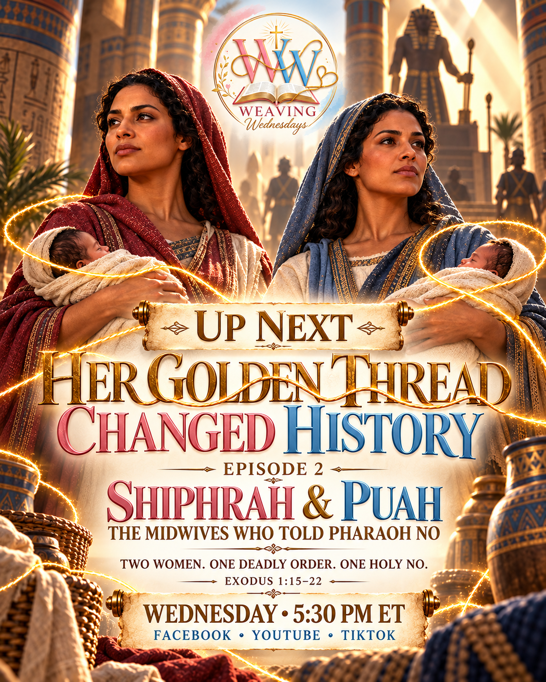 Shiphrah and Puah: The Midwives Who Told Pharaoh No — live Wednesday at 5:30 PM